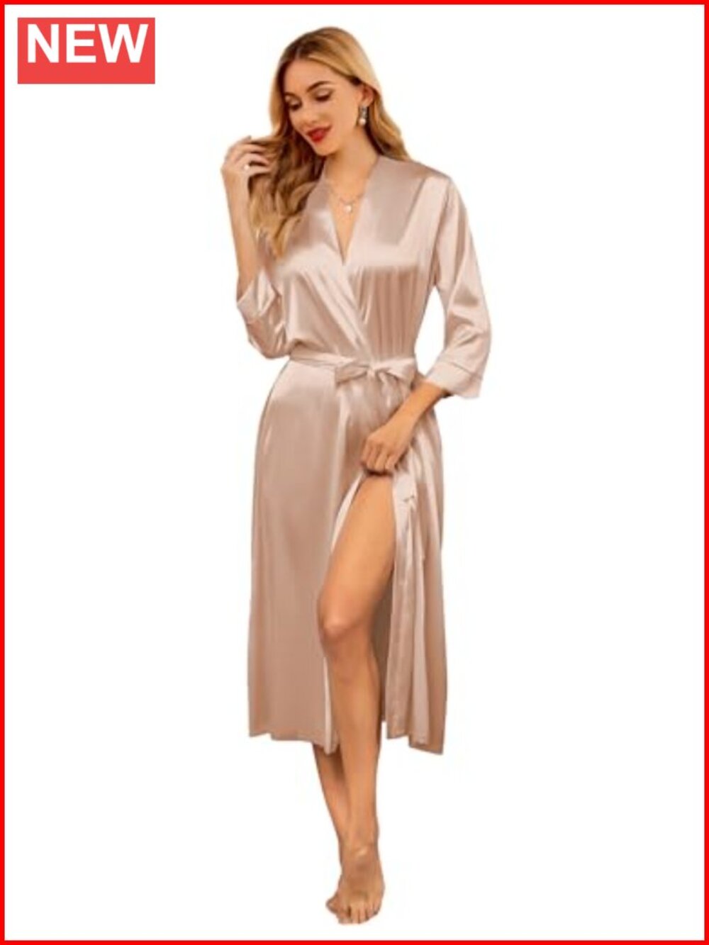 Women's Satin Silk Robe with Pockets